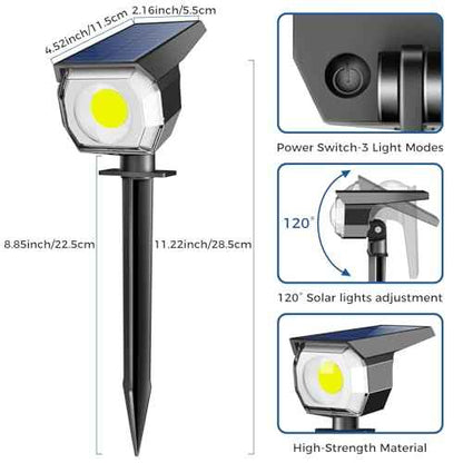Peasur 12 Pack Solar Lights Outdoor, Solar Spotlights Outdoor Waterproof 3 Modes, 2-in-1 Auto On/Off Solar Spot Landscape Lighting Outside for Tree Plants Yard Garden Pathway