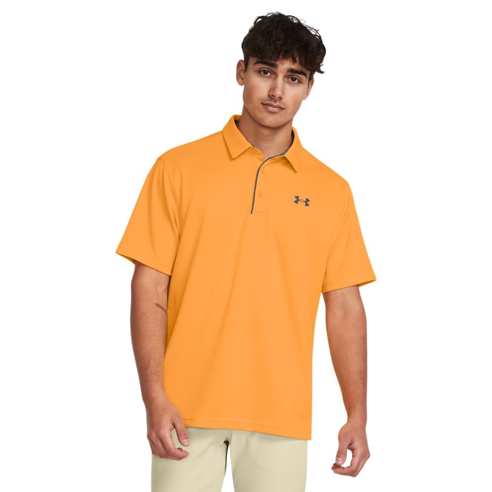 Under Armour Men's Tech Golf Polo, (803) Nova Orange / / Pitch Gray, Large Tall