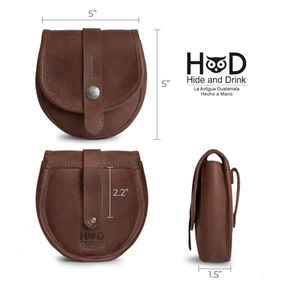 Hide & Drink, Bushcraft Leather Pouch Handmade from Full Grain Leather - Waist Holster Bag, Conveniently Attaches to Belt - Accessory for Storing Tools and Equipment for DIY Projects - Bourbon Brown
