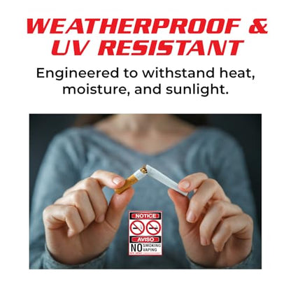 SpySpot 2 Pack No Smoking No Vaping Sticker, 3"x4" Vinyl Decals for Smoke-Free Zones ? Easy Peel & Stick for Home, Office, or Business, Weatherproof, UV Resistant, Indoor/Outdoor Use