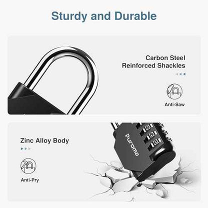 Puroma 10 Pack Combination Lock for Locker 4 Digit Outdoor Waterproof Padlock for School, Gym, Sports, Fence, Toolbox, Gate, Case, Outdoor, Hasp Storage, Cabinets (Black)
