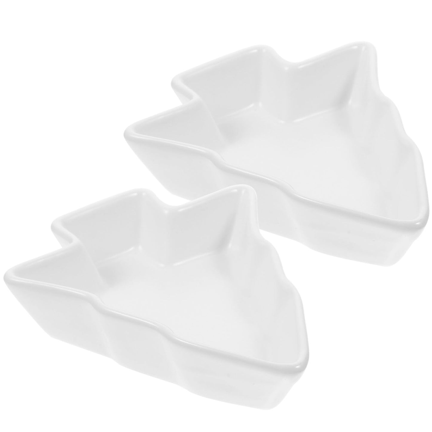 DOITOOL 2Pcs Christmas Tree Shaped Plates Ceramic Christmas Serving Tray Dishes Snack Candy Appetizer Serving Platters Cookies Candy Container for Holiday Party Decorations, White