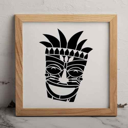 MAGJUCHE Tiki Hawaiian Stencil 6 Inches, Reusable Luau Tropical Stencil for Painting DIY Crafts Decor