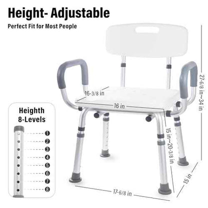Swivel Shower Chair for Seniors, 400 lbs Heavy Duty, Blue, Aluminum, Bath & Shower Safety Seating