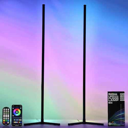 2 Pack Corner Floor Lamp ? 57'' Tall RGB Lamp Modern Mood Lighting with 88 LEDs, Bluetooth App Control, and Sturdy Base for Effortless Setup