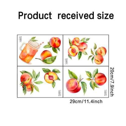 Pink and Tender Refreshing Peach Fruit Wall Decals Colorful Peach Wall Stickers Restaurant Kitchen Wall Decor Pegatinas para Pared