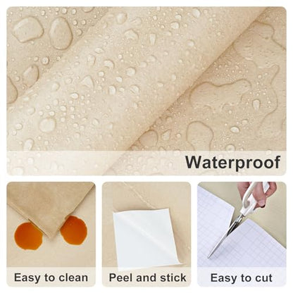 Beige Marble Wallpaper Peel and Stick Cream Marble Contact Paper for Countertops Waterproof Self Adhesive Nature Granite Wallpaper for Kitchen Bathroom Cabinets Locker Table 15.75"x78"