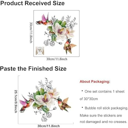 Birds Flowers Butterfly Toilet-Floral Birds Butterfly Toilet Seat Decals-DIY Removable Waterproof Toilet Sticker-Seat Lid Stickers Self-Adhesive Bathroom Wall Sticker for Cistern Decor 11.8x11.8in