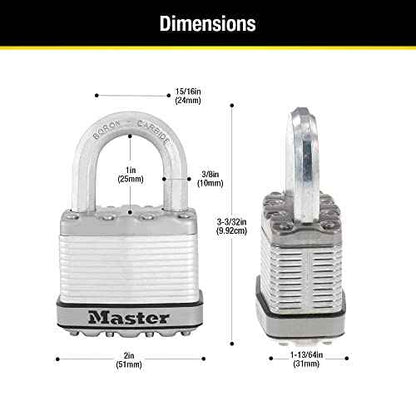 Master Lock M5XT Magnum Heavy Duty Outdoor Padlock with Key, 2 Pack Keyed-Alike