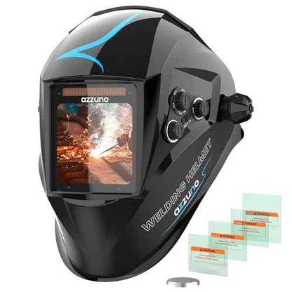 AZZUNO Welding Helmet Auto Darkening, True Color Large Viewing 3.94"¡¿3.82", Solar Powered Welding Hood Mask with Wide Shade 4/5-9/9-13 for TIG/MIG/Stick Weld/Cut/Grind