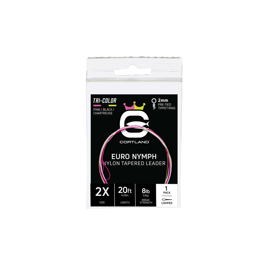 Cortland Euro Nymph Tapered Leader - 1PK Fly Fishing, 4 Color, 4X
