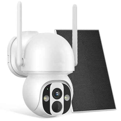 Solar Security Camera Outdoor Wireless WiFi Pro, 4MP Color Night Vision, AI/PIR Motion Detection, 360 PT, 2-Way Audio, IP66, 2.4/5GHz, SD/Cloud Storage, Works with Alexa, Mobile App & HomeBase