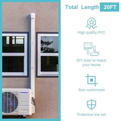 Mini Split Line Set Covers, 3¡± 20 Ft PVC Line Set Cover Kits for Outside Ductless Mini Air Conditioners and Heat Pumps with Flexible Duct