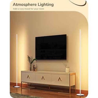 EDISHINE LED Corner Floor Lamp with Remote, 57.5" Minimalist Dimmable Mood Light, Standing Tall Floor Lamps for Living Room, Bedroom, Home Office, 3000K Warm White Light (White)