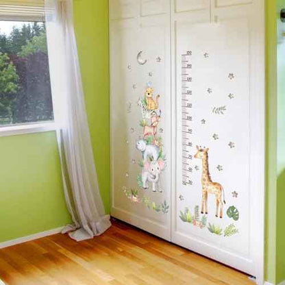 Giraffe & Elephant Kids Height Wall Chart£¬Cute African Animal Height Stickers, Children's Room Wall Stickers, Growth Chart for Wall, Peel & Stick Nursery Wall Decals for Baby Bedroom.