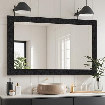 10M Black Mirror Tape Border Peel and Stick, Removable Self Adhesive Mirror Borders for Bathroom Decor Sticker 1.96'' x 393''