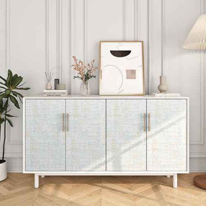 FunStick Gold Blue Grasscloth Peel and Stick Wallpaper Textured Self Adhesive Blue Fabric Contact Paper for Cabinets Walls Removable Grass Cloth Wallpaper Roll for Bedroom Bathroom Wall Decor 16"x80"