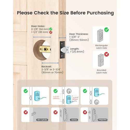 Hidalife Keypad Door Lock with Handle, Keyless Entry for Front Door, Manual Passage Mode, Matte Black