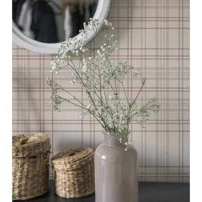 Peel and Stick Wallpaper Check Plaid Boho Neutral - Self Adhesive Waterproof Vinyl Wallpaper for Walls, Kitchen Backsplash, Bathroom, Bedroom, Rentals (Light, 17.3" X 78.73")