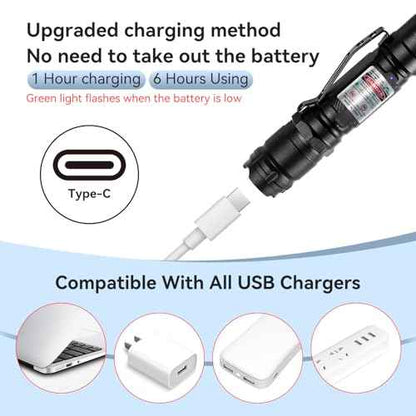 [Professional] Rechargeable Green Laser Pointer High Power Green Beam Laser Light Long Distance Range for TV/LED/LCD Screens Tactical Flashlights Presentation Office/Outdoors/Astronomic [002]