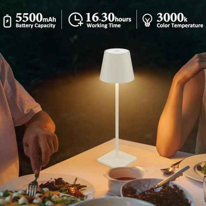 2-Pack LED Cordless Table Lamp, Rechargeable Battery Desk lamp 3W 5500mAh Battery Operated Stepless Dimming Modern Portable Table Light for Restaurant/Bedroom/Outdoor IP54 Waterproof (Off White)