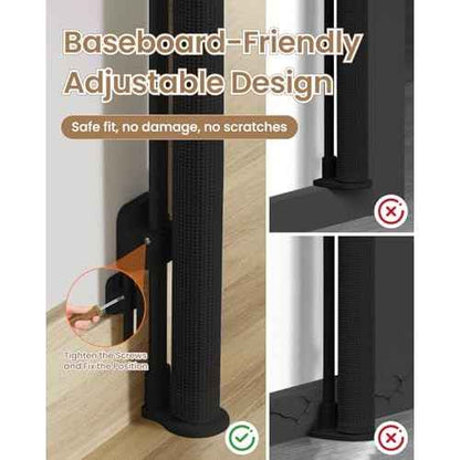 Retractable Baby Gate, 55" Wide Mesh Gate with 4 Reinforced Rods, Prevents Kids & Dogs from Crawling Under, 34" Tall Easy-to-Use Pet Gate for Stairs, Bedrooms, Hallways, Indoor/Outdoor, Black