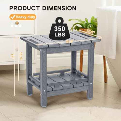 NALONE Shower Bench, HDPE Shower Benches with Storage Shelf & Handles, Indoor & Outdoor Use (Grey)