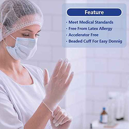 Safe Health Vinyl Exam Disposable Gloves, Free of Latex & Powder, Clear, 3.5 Mil, Medical Grade