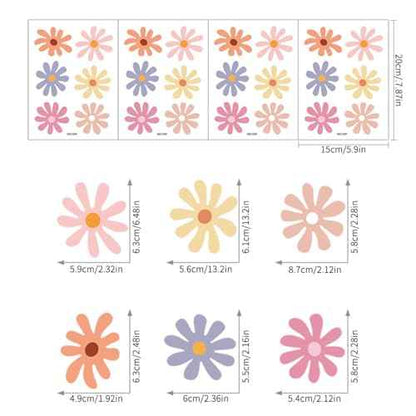 Colourful Daisy Home Wall Decor Living Room Wall Decals Peel and Stick Wall Stickers & Murals 12 Pcs Flower Wall Stickers Decor for Bedroom Boho Vinyl Kitchen Wall Murals Bathroom