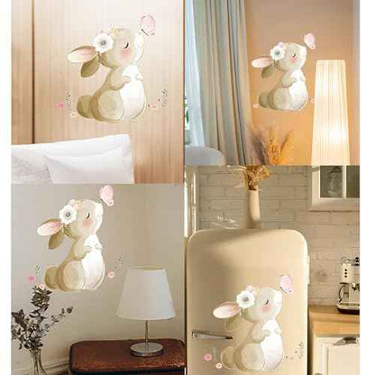 HomeSoGood Cute Cartoon Bunny Wall Sticker,Rabbit Kiss Butterfly Shape Wall Decals, Wall Decor for Bedroom Living Room Background
