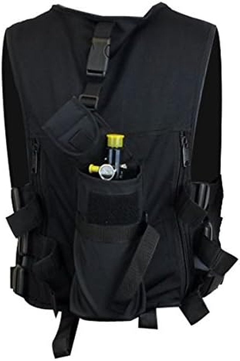 Lightweight Tactical Paintball Vest - Holds 4 Pods & 90ci Tank | Adjustable Fit