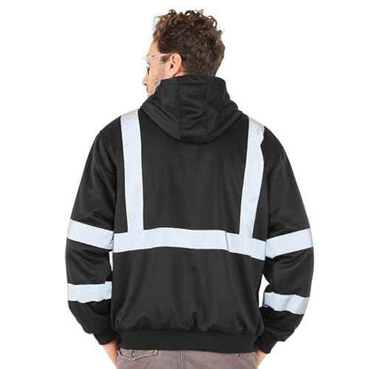 sesafety High Visibility Safety Hoodie for Men Fleece Lined ReflectiveZip up Sweatshirt Class 3 Heavy Duty Hi Vis Jacket