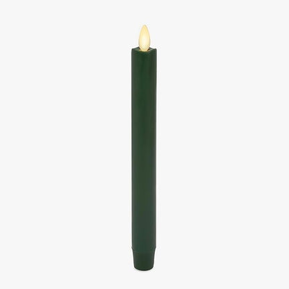 Luminara - Flameless Battery Operated Taper Candle - Holiday Green - Pack of 1-1x9.5 - LED Flickering Flame - Realistic Safe for Home Kids and Pets