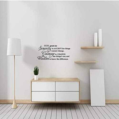 God Grant me The Courage to Change Things The Wisdom to Know The Difference Serenity Prayer Pure Vinyl Wall Decal Quote Art Lettering Sticker Saying Decor