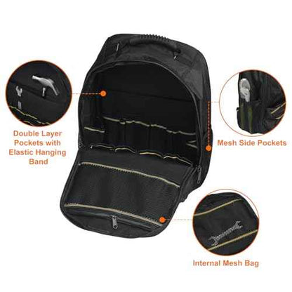 HARFINGTON Tool Backpack Tools Organizer Multipurpose Multifunction Pockets ToolBag for Men Women with Adjustable Shoulder Strap