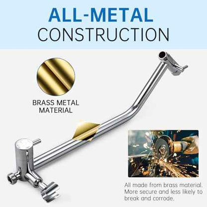 G-Promise All Metal Shower Diverter with Low Holder, Extended 13.5 Inch, 3-Way Diverter Valve with Pause Mode for Handheld and Fixed Shower Heads ? 4-Setting Replacement Part (Chrome)