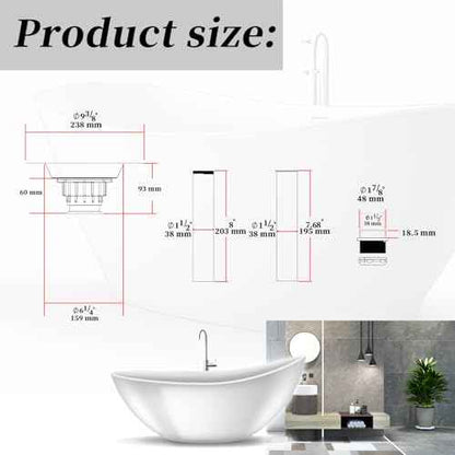 Freestanding Bathtub Rough-in Kit with Stainless Steel Tail Pipe and PVC Adapter Compatible With all freestanding bathtubs,standard bathtubs and Floor Mounted Bathtub-Fit 1-1/2" bathtub drains