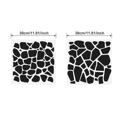 Stone Stencils for Painting on Wood,Floor Stencils for Painting Floors Tile, Reusable Plastic Template for DIY Home Decor 12" x 12"