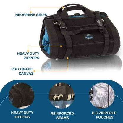 Rugged Tools Titan23-XL Tool Roll - Wrench Roll & Organizer - Canvas Tool Bag & Tool Pouch for Electrician, HVAC, Plumber, Carpenter or Auto Mechanic