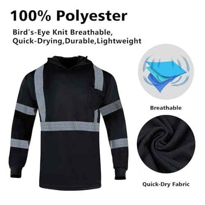 VENDACE 3pcs Safety Reflective High Visibility Long Sleeve Shirts Class 3 Hi Vis Construction Breathable Work Shirts for Men