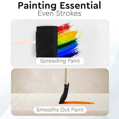 20 Piece Flat Flexible Poly Foam Bevel-Tipped Brush Set with Wooden Handles Ideal for Applying Paint, Oil-Based Paints, Stain, Varnish, Enamel, Latex Paint Smooth Surfaces & Arts & Crafts