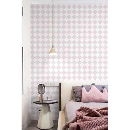 Safiyya Pink Wallpaper Geometric Checkered Peel and Stick Wallpaper Self Adhesive Removable Contact Paper Pink Check Wall Paper for Bedroom Nursery Room Cabinet 78.7"x 17.3"