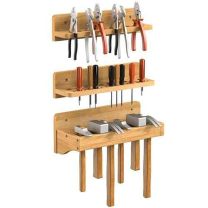 Wall Mounted Screwdriver Organizer, Hammer Rack and Pliers Holder, Set of 3 Wall Hanging Tools Storage Shelf for Workshop Garage
