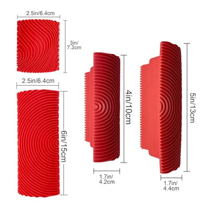Wood Graining Tool, 4 PCS Wood Grain Tool Set, Rubber Empaistic Wood Texture Painting Tool for DIY Wall Room Art Paint Decoration