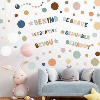 TaoBary 332 Pieces Polka Dots Wall Sticker Colorful Inspirational Circle Wall Decal Motivational Phrases Sticker Letter Sticker Be Thankful, Be Brave Decal for Classroom Nursery Playroom (Boho)