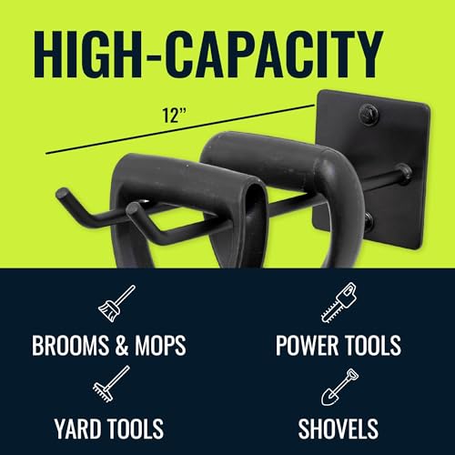 StoreYourBoard Garage Garden Tool Wall Mount Hook, Garage Organization and Storage, Shovel & Rake Hangers Yard Tool Rack, Industrial Steel Holds 50 Pounds