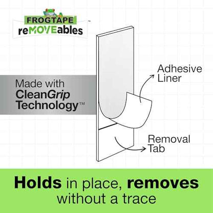 FrogTape reMOVEables Medium Picture Hanging Strips, Damage-Free Removable Adhesive Wall Strips, Picture Hangers, Stick On Wall Mounting for Frames, Canvas, Home D?cor, White, 72 Pairs (144 Strips)
