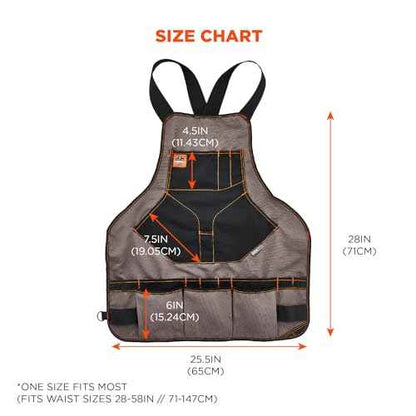 Ergodyne - 13694 Arsenal 5704 Torso Length Work Tool Apron, 22-Pockets, Gray