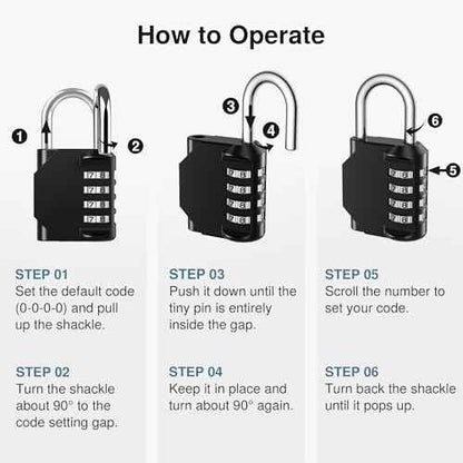 Puroma Combination Lock 10 Pack 4 Digit Waterproof Locker Locks Secure Outdoor Padlock for Gym Lockers, Toolboxes, Gates, Fences, Storage, Sports Locker, Cabinets (Black)