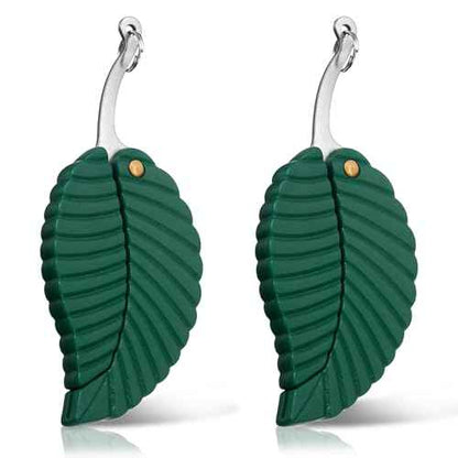 Multifunctional Pocket Knife Keychain, 2Pcs Green Leaf Key Chain for Women Men Compact Folding Utility Knife with Keychain Creative Gift for Outdoor Camping Daily Use